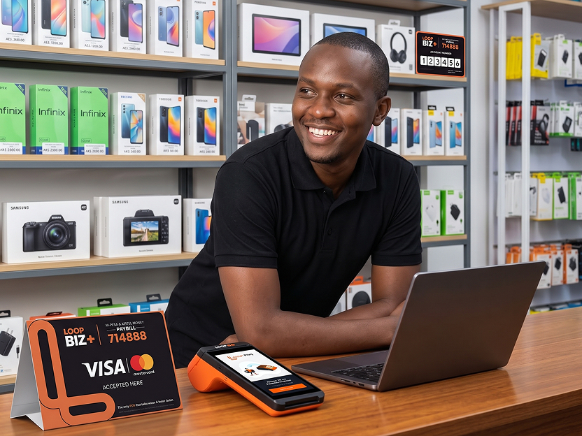 Merchant using a laptop